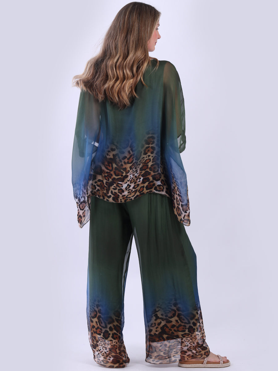 Lined Leopard Ombre Silk Tunic Top