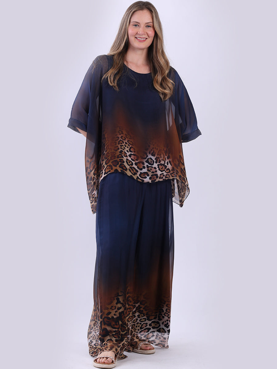 Lined Leopard Ombre Silk Tunic Top