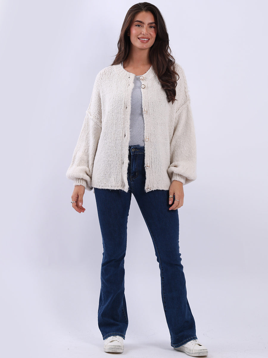 Women Button Down Woolly Knit Cardigan