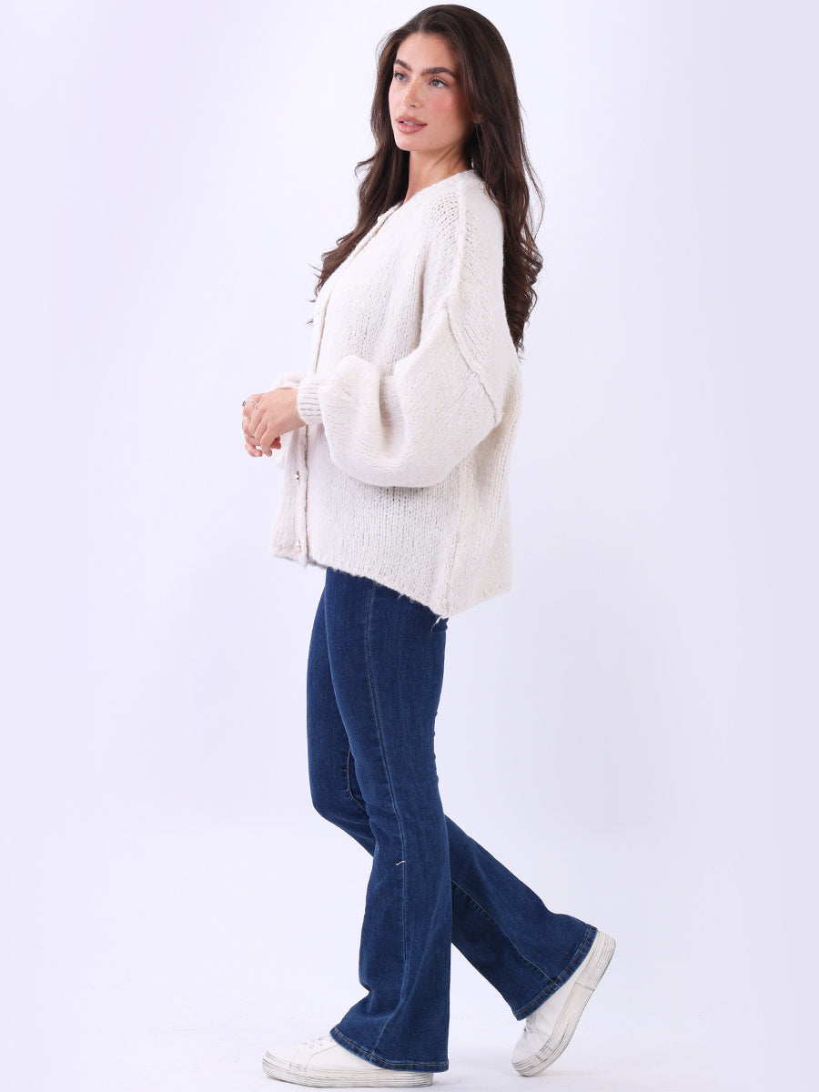 Women Button Down Woolly Knit Cardigan