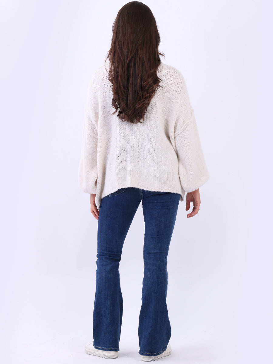 Women Button Down Woolly Knit Cardigan