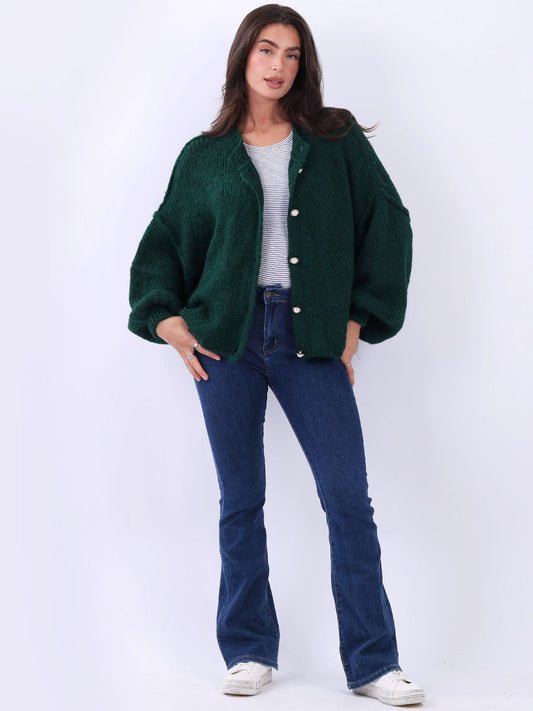 Women Button Down Woolly Knit Cardigan