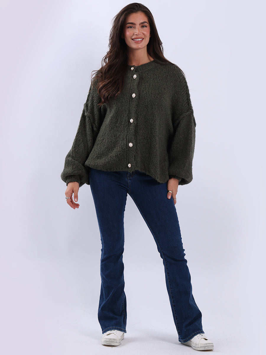 Women Button Down Woolly Knit Cardigan