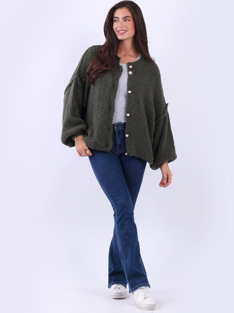 Women Button Down Woolly Knit Cardigan