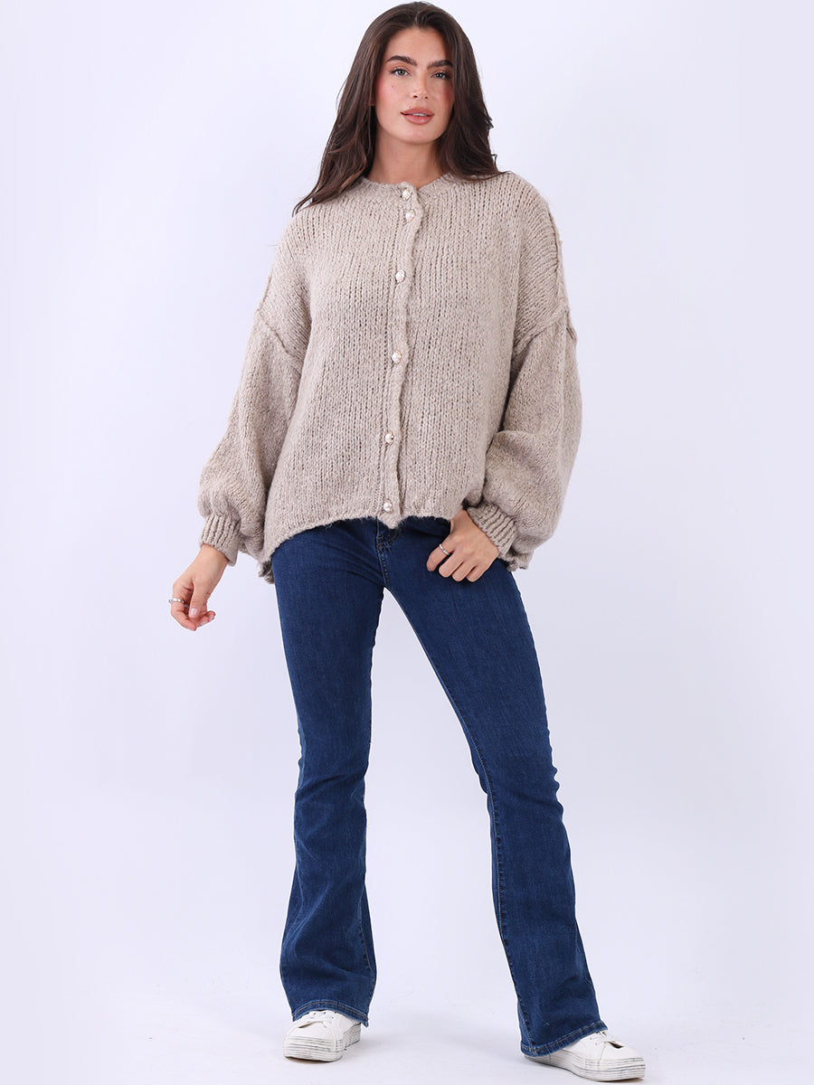 Women Button Down Woolly Knit Cardigan