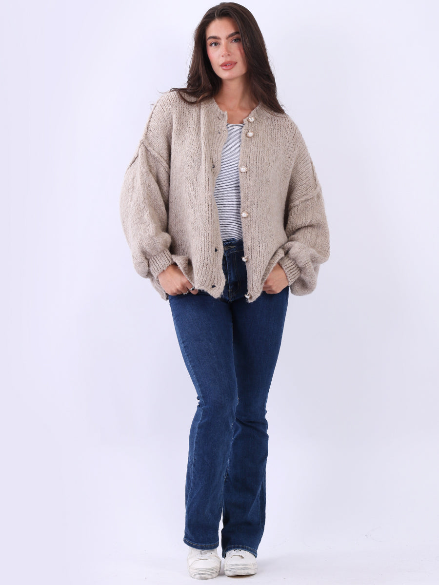 Women Button Down Woolly Knit Cardigan