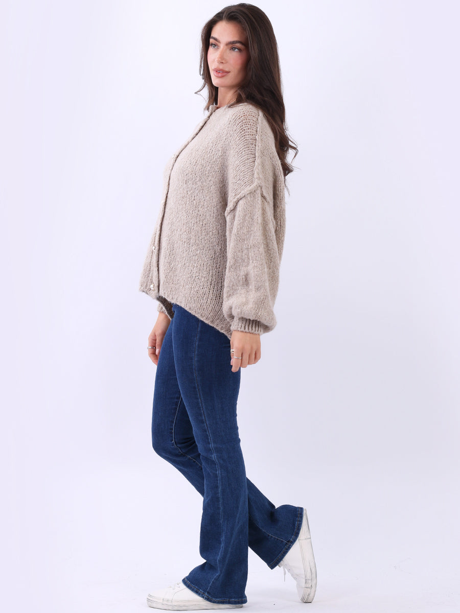 Women Button Down Woolly Knit Cardigan