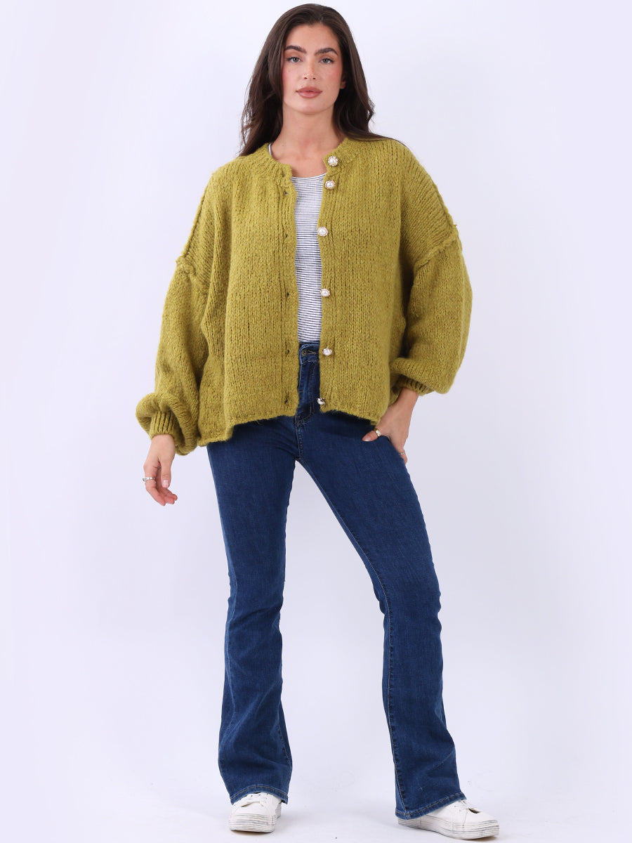 Women Button Down Woolly Knit Cardigan