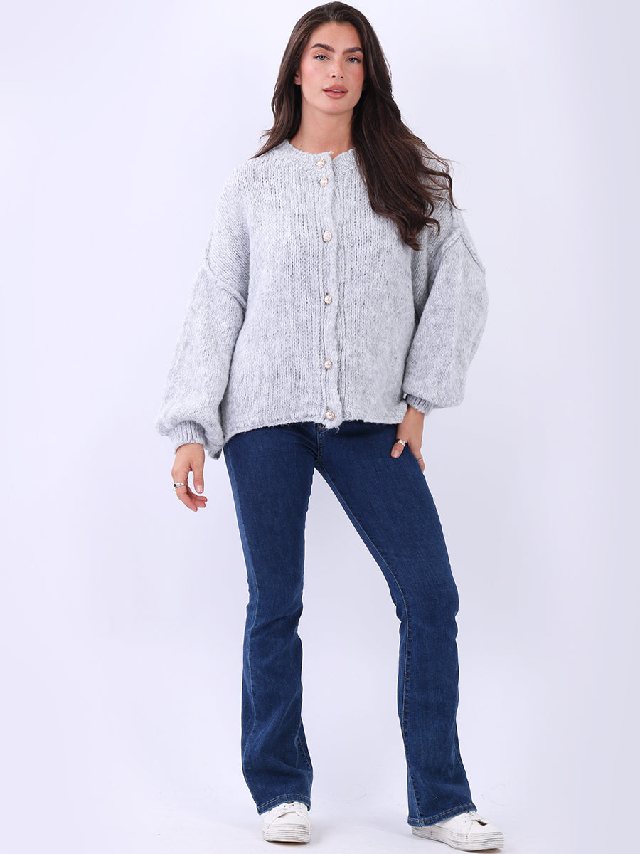 Women Button Down Woolly Knit Cardigan