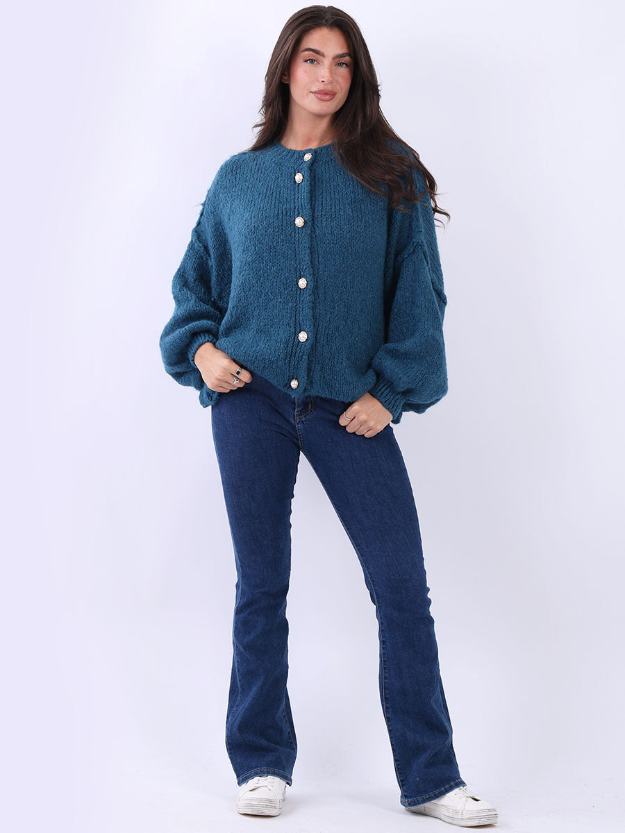 Women Button Down Woolly Knit Cardigan