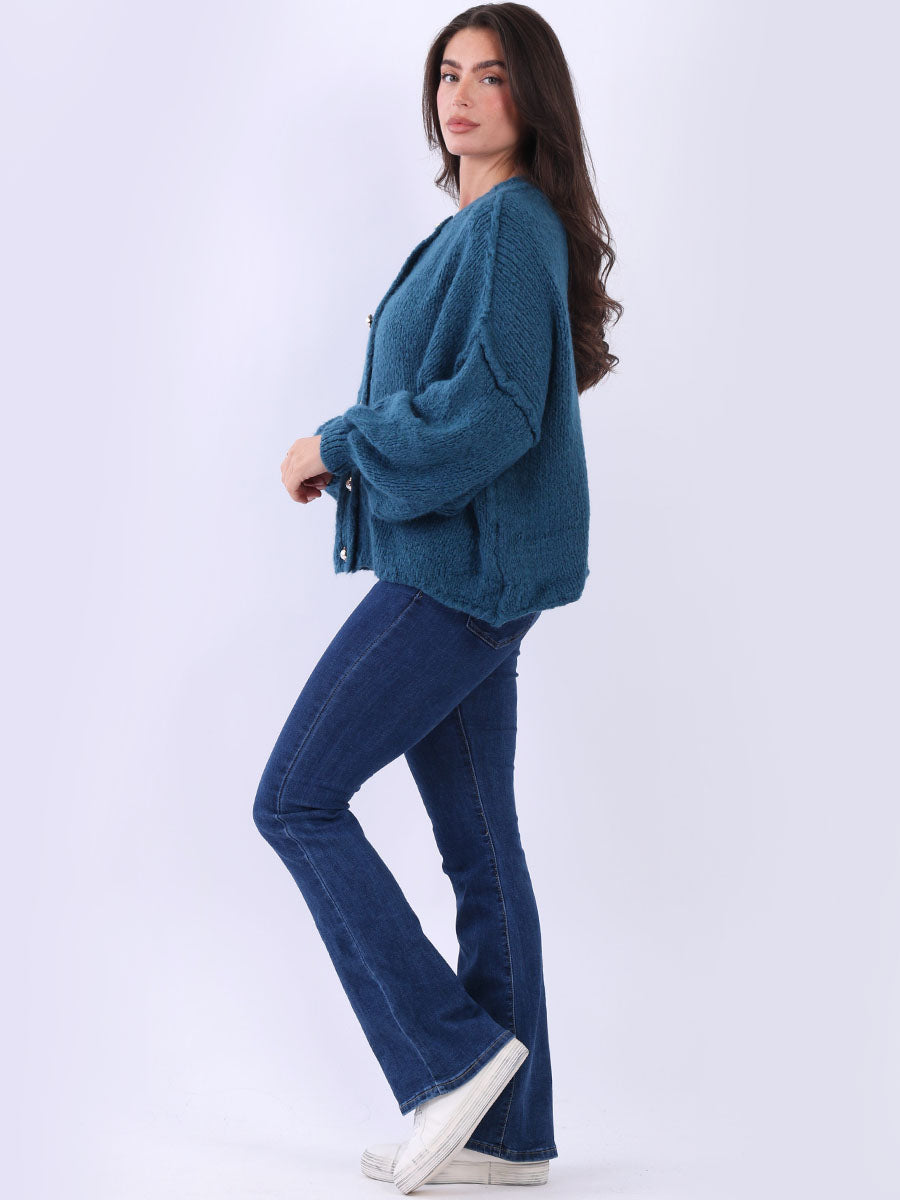 Women Button Down Woolly Knit Cardigan