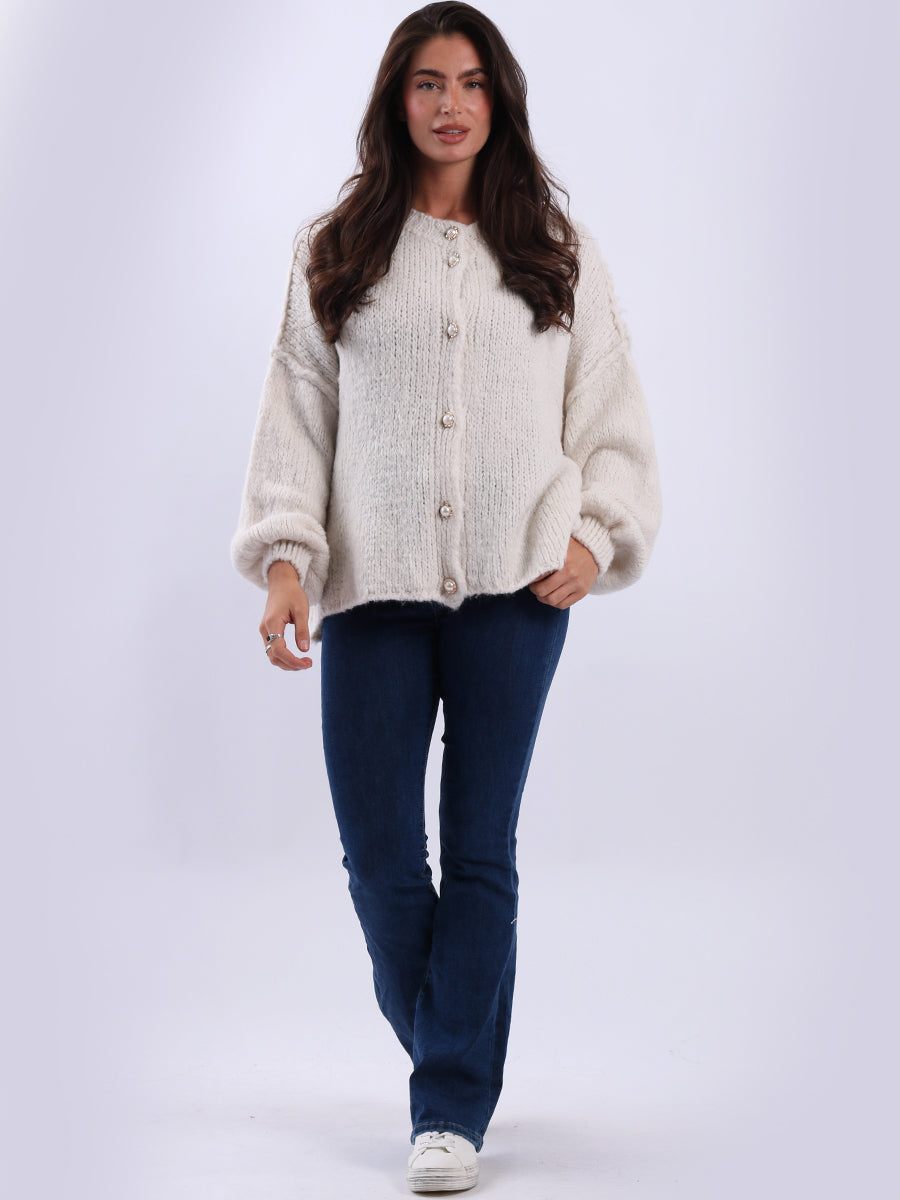 Women Button Down Woolly Knit Cardigan