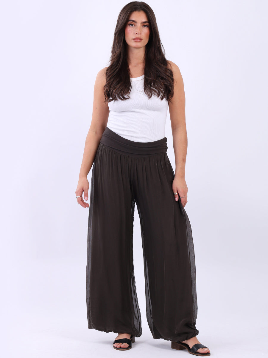 Silk Wide Leg Palazzo Pant