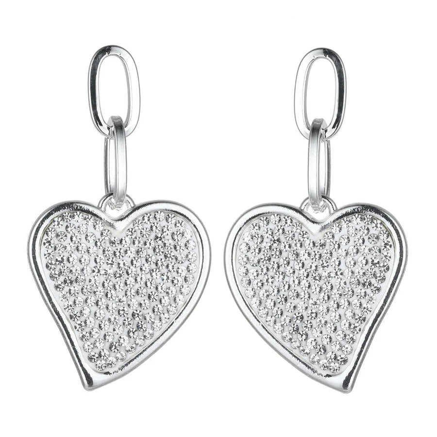 Large Diamante Heart Earrings