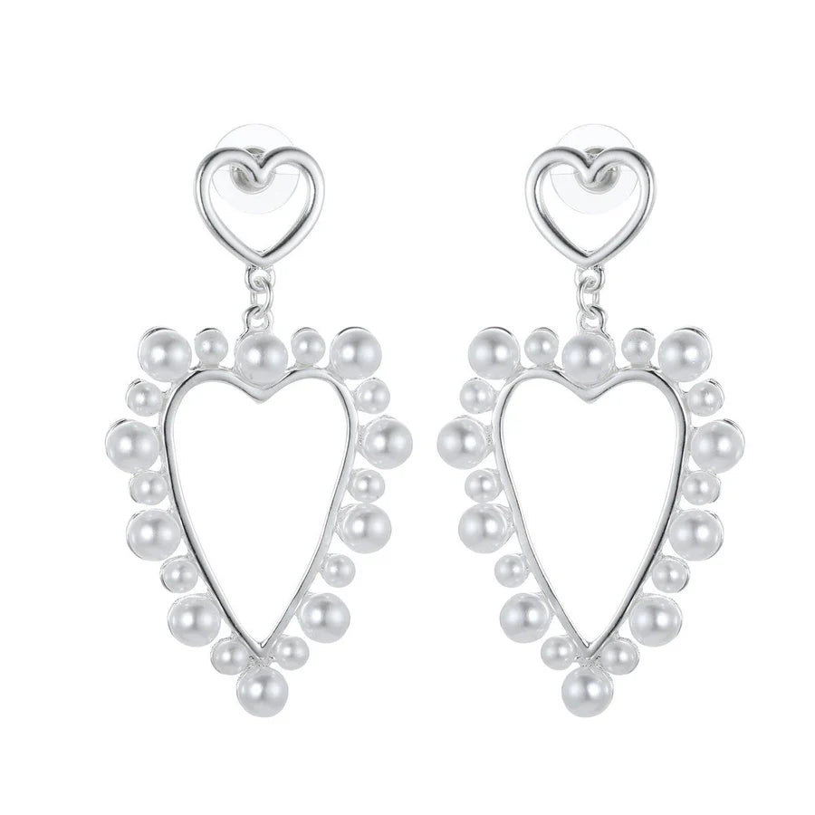 Pearl Beads Heart Earrings