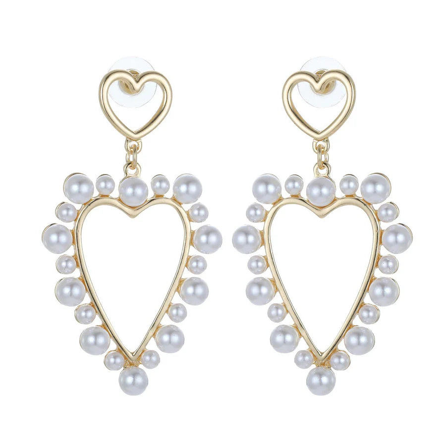 Pearl Beads Heart Earrings