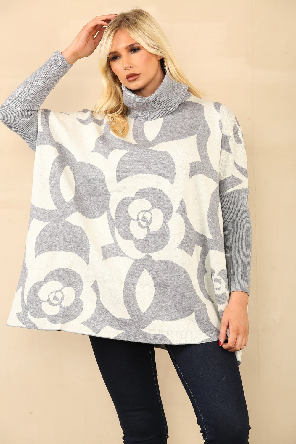 Roll Neck Pattern Jumper