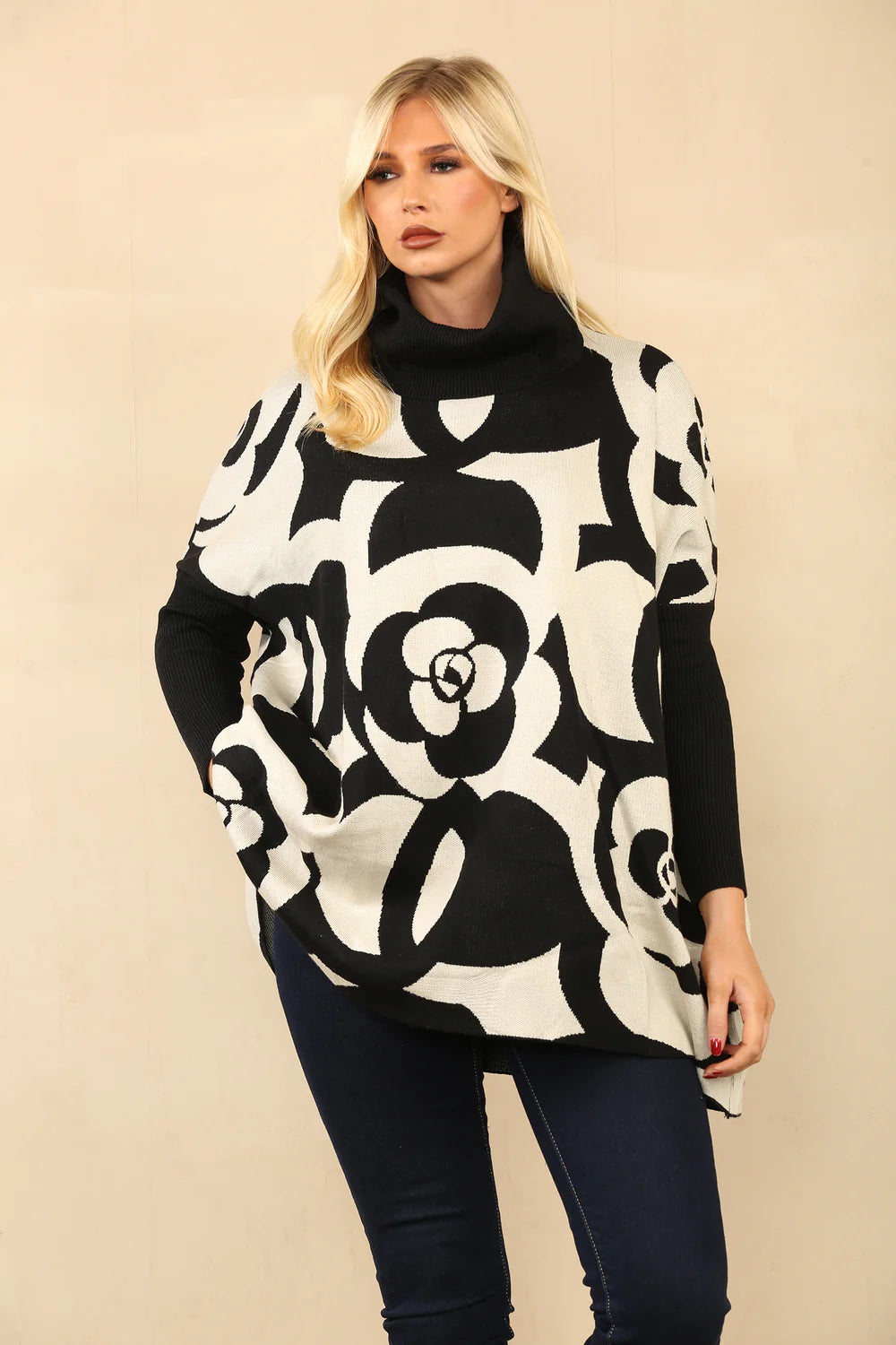 Roll Neck Pattern Jumper