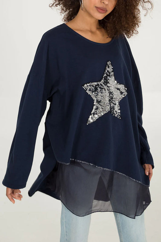 Sequin Star Layer Sweater