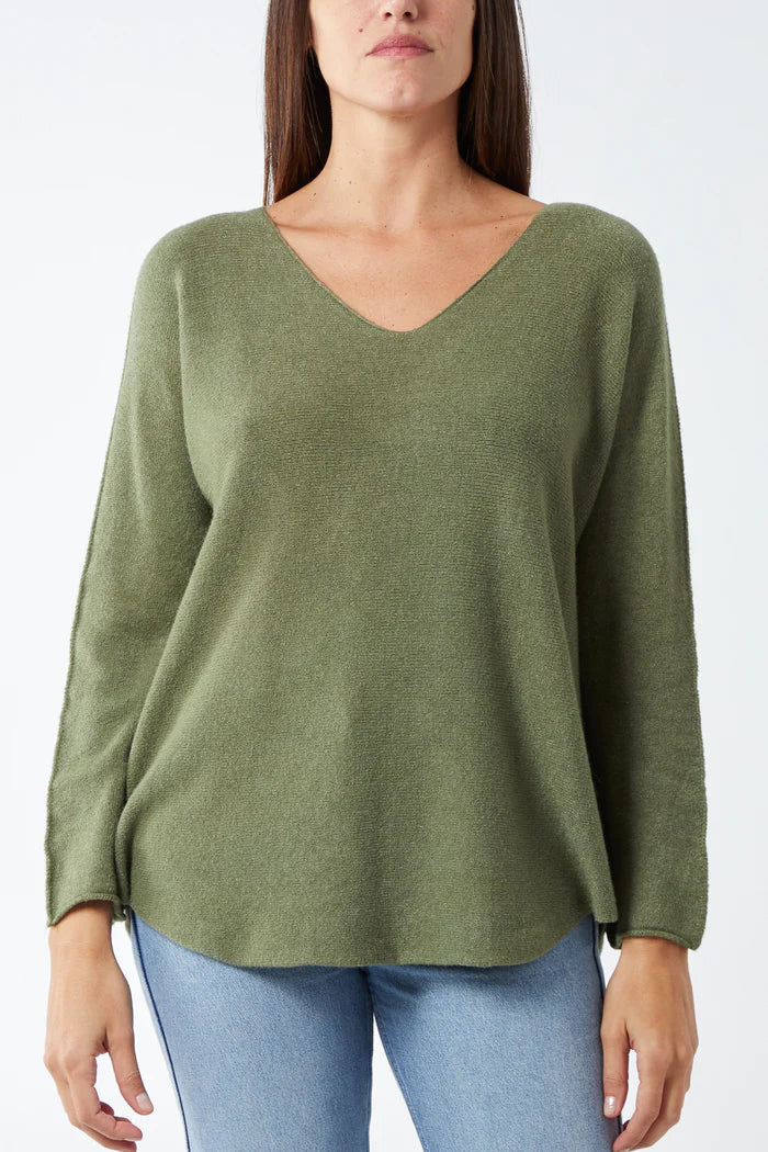 V Neck Raw Edge Jumper