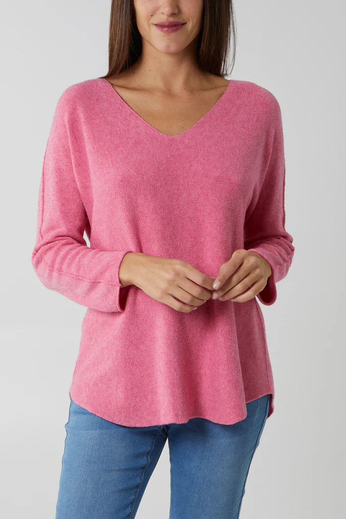 V Neck Raw Edge Jumper