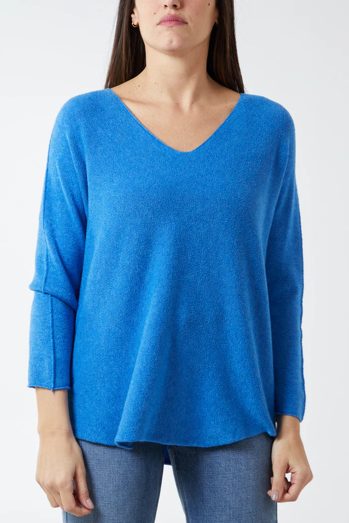 V Neck Raw Edge Jumper