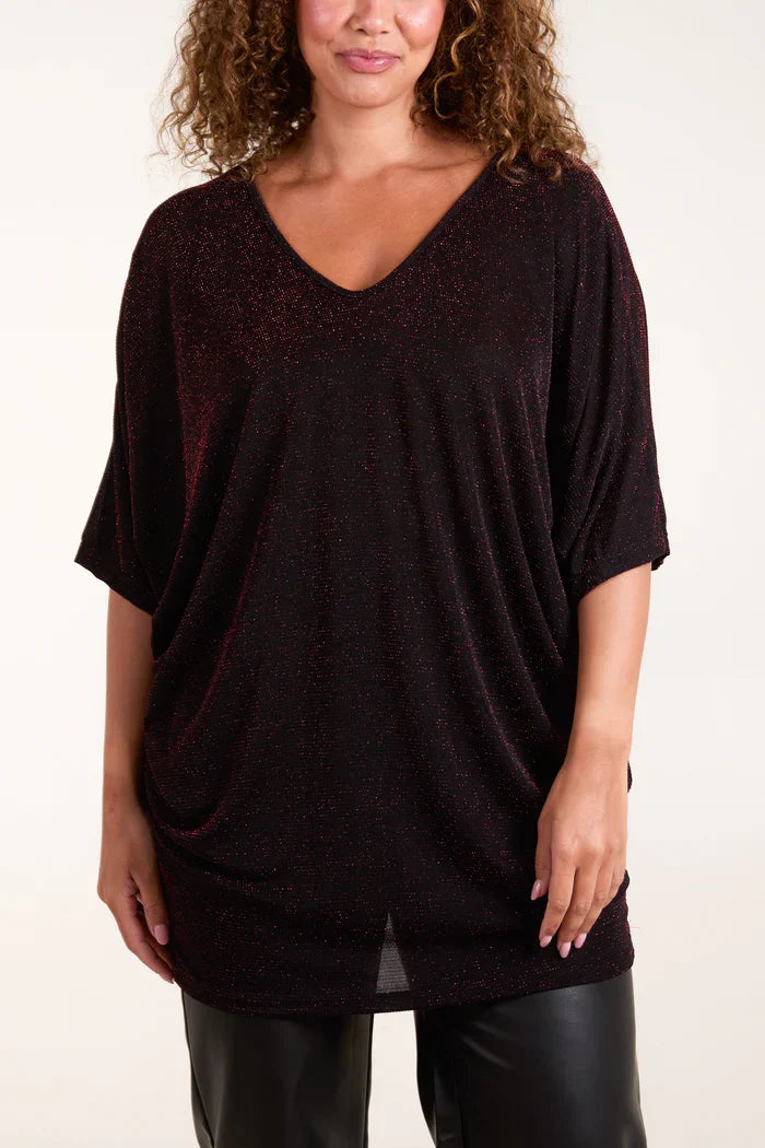 Lurex Tunic - Glitter Material with v-Neck to Front and Back