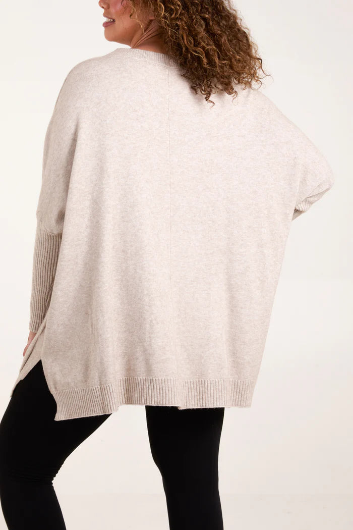 Round Neck Cable Knit Jumper with Modal