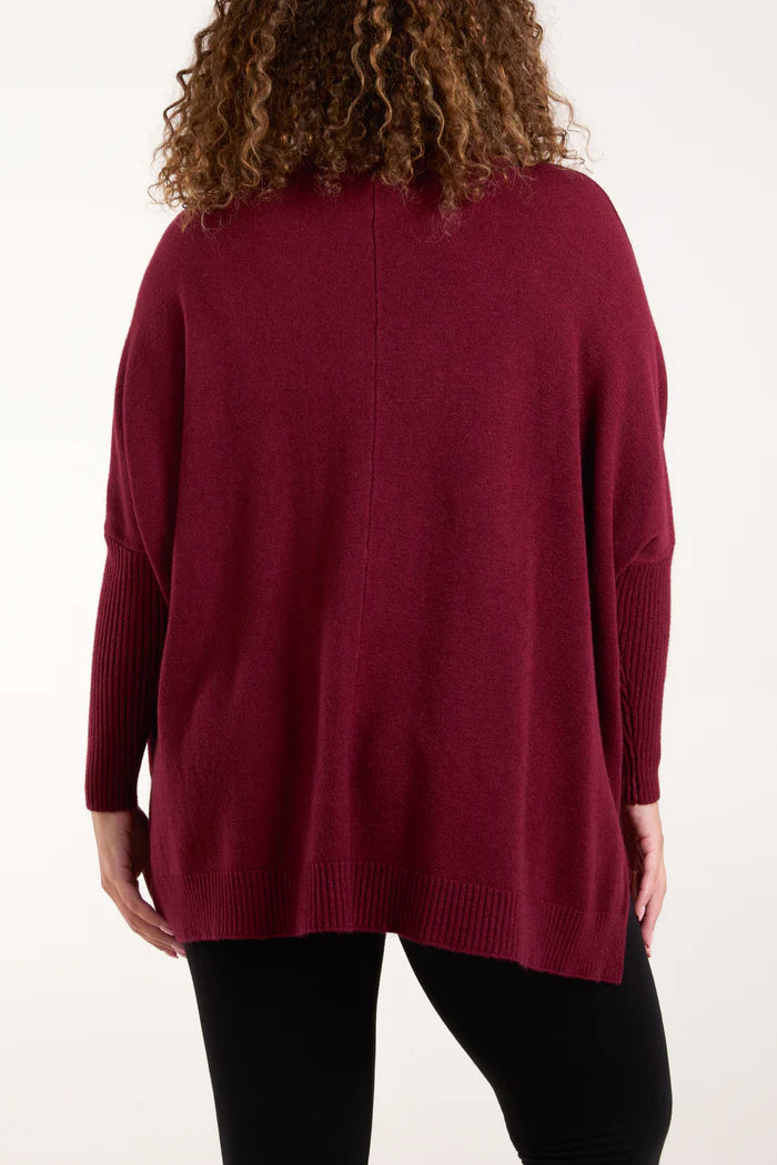 Round Neck Cable Knit Jumper with Modal