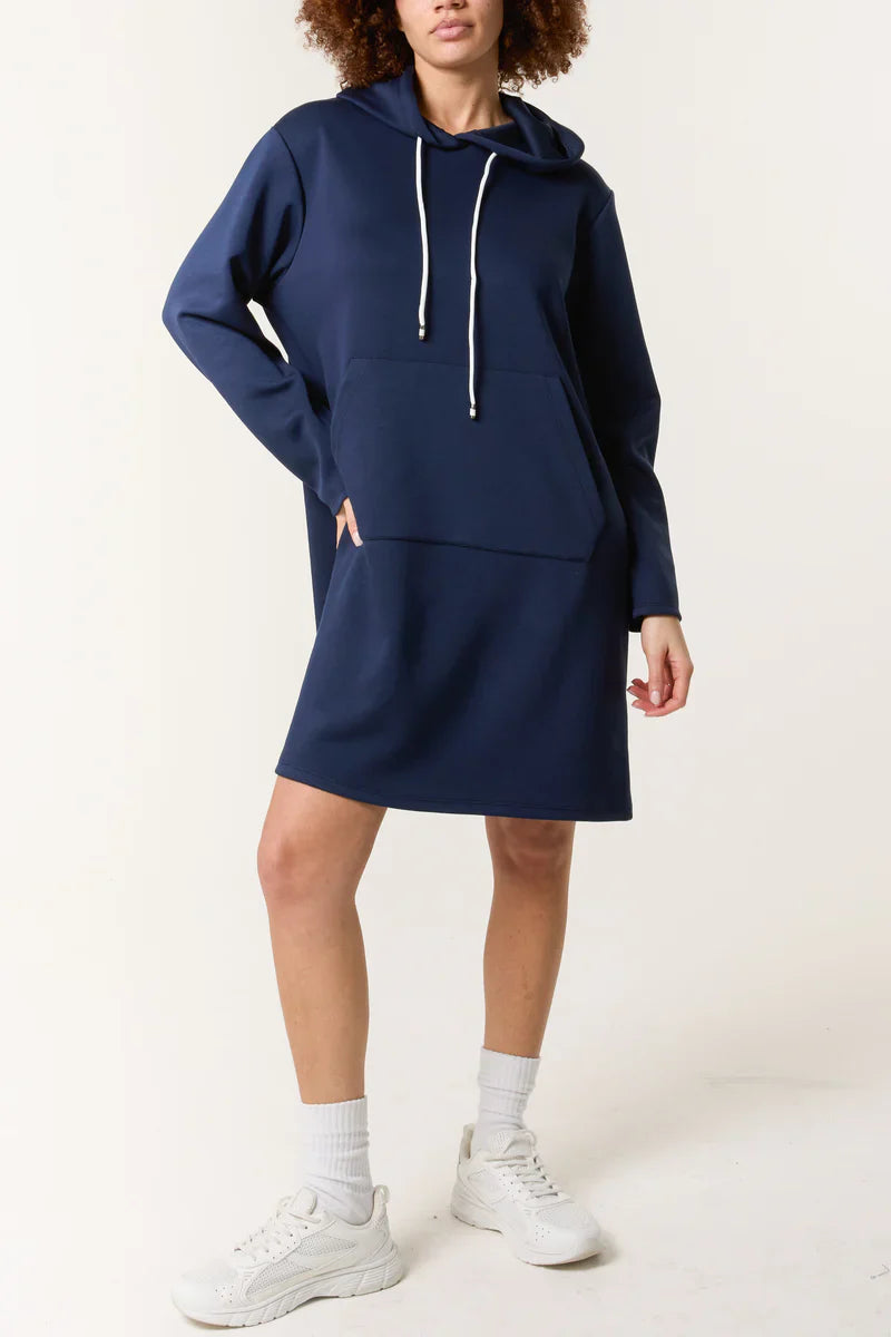 Soft touch hooded sweatshirt dress for a cozy and stylish spring look.