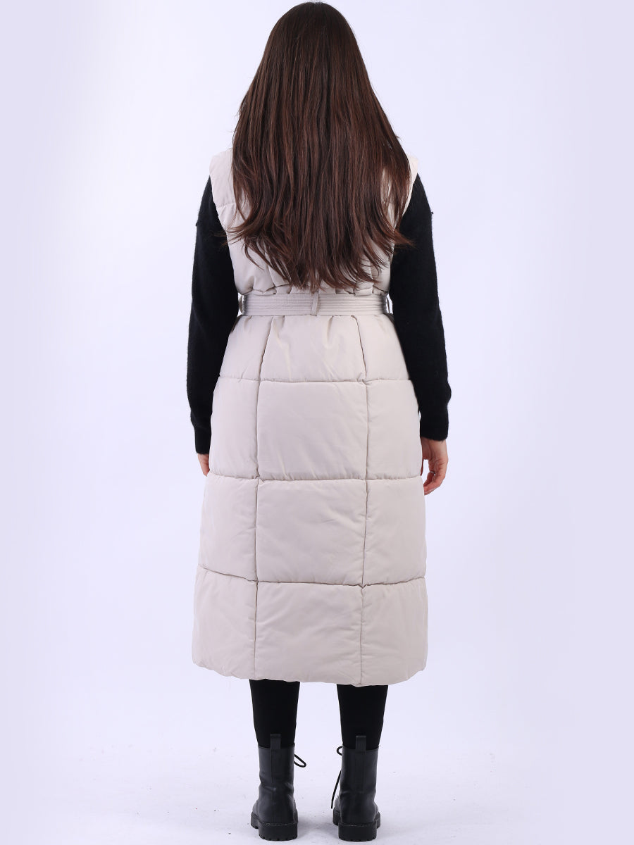 Padded Wide Collar Longline Gilet