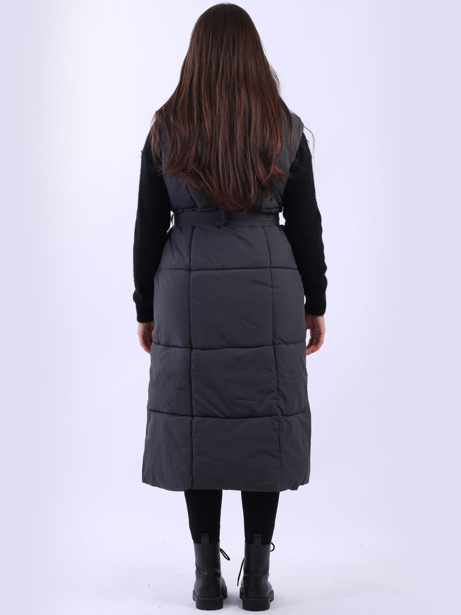 Padded Wide Collar Longline Gilet