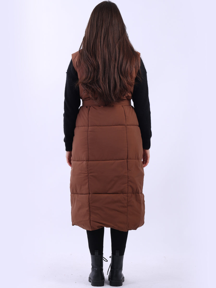 Padded Wide Collar Longline Gilet