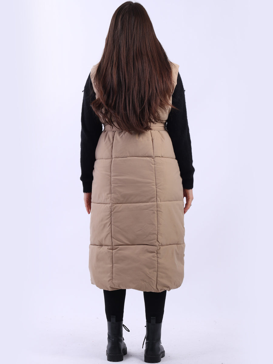 Padded Wide Collar Longline Gilet