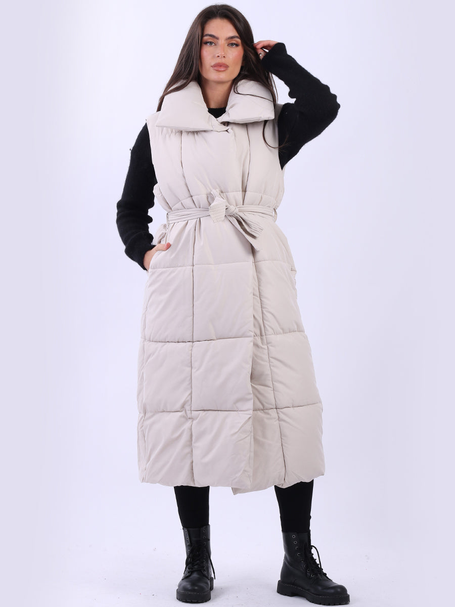 Padded Wide Collar Longline Gilet