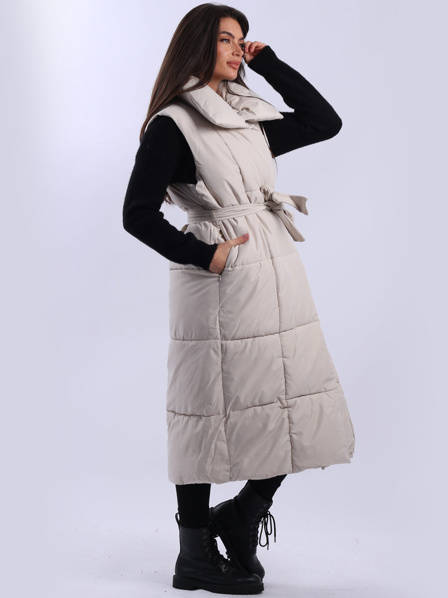 Padded Wide Collar Longline Gilet