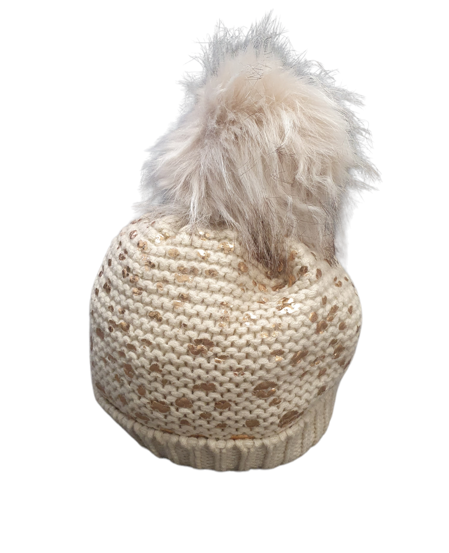 Metallic Foil Pom Pom Hat made of 100% acrylic with fluffy pom pom.