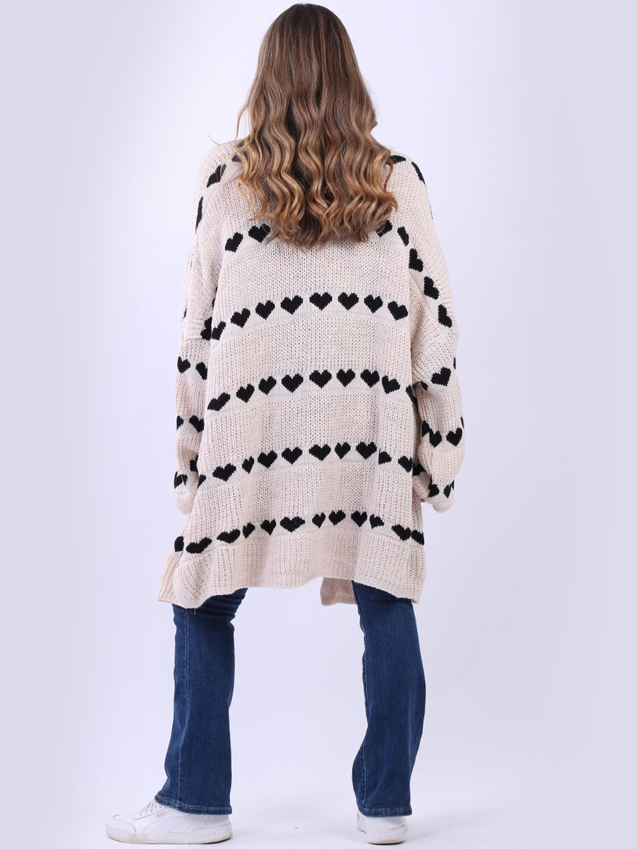 Knitted Hearts Oversized Cardigan