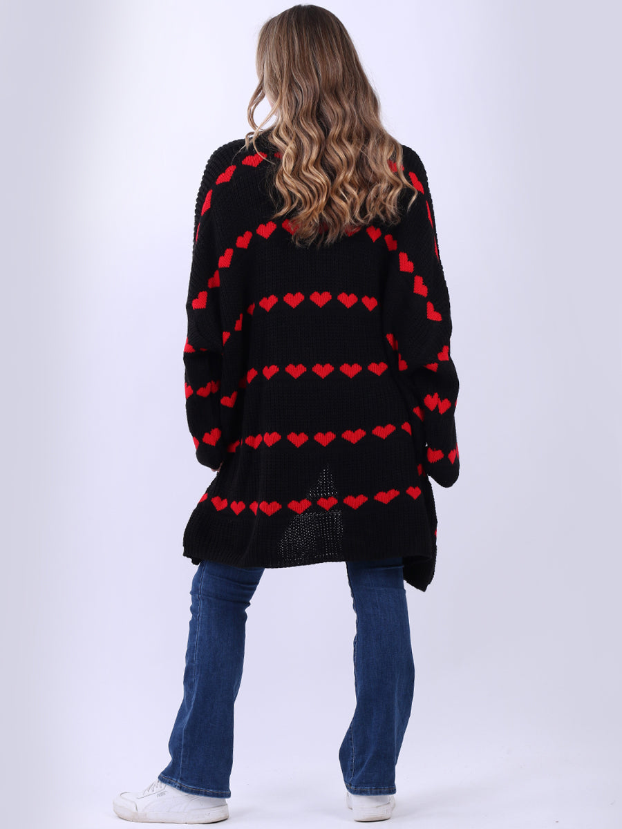 Knitted Hearts Oversized Cardigan