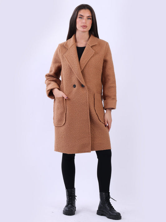 Double Breasted Plain Teddy Coat