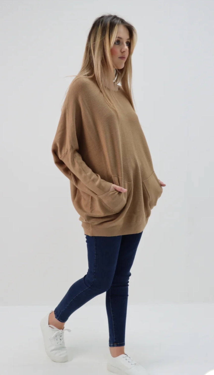 Lace Back Batwing Jumper - Stylish Italian Knitwear