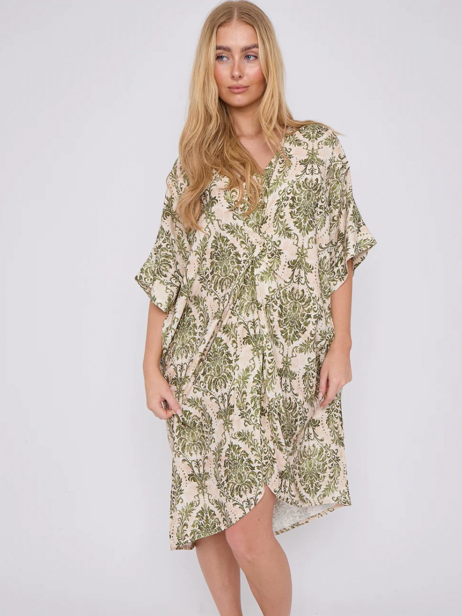 Cap Sleeve Printed Knot Dress