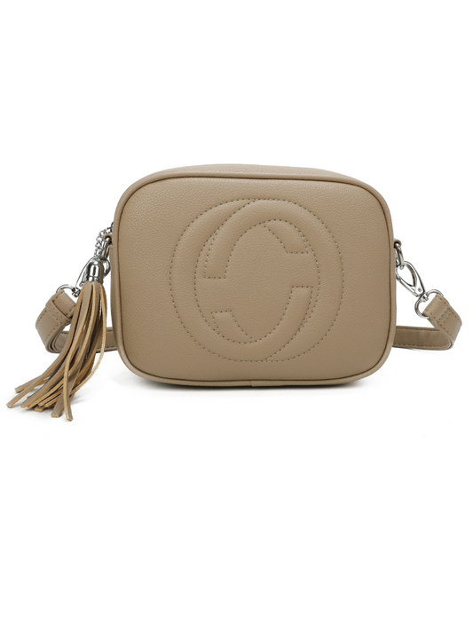 Cross Body Tassel Bag with adjustable strap and tassel zip closure.