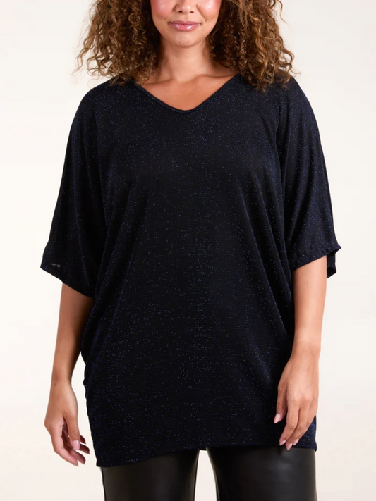 Glitter Lurex Double V-Neck Tunic