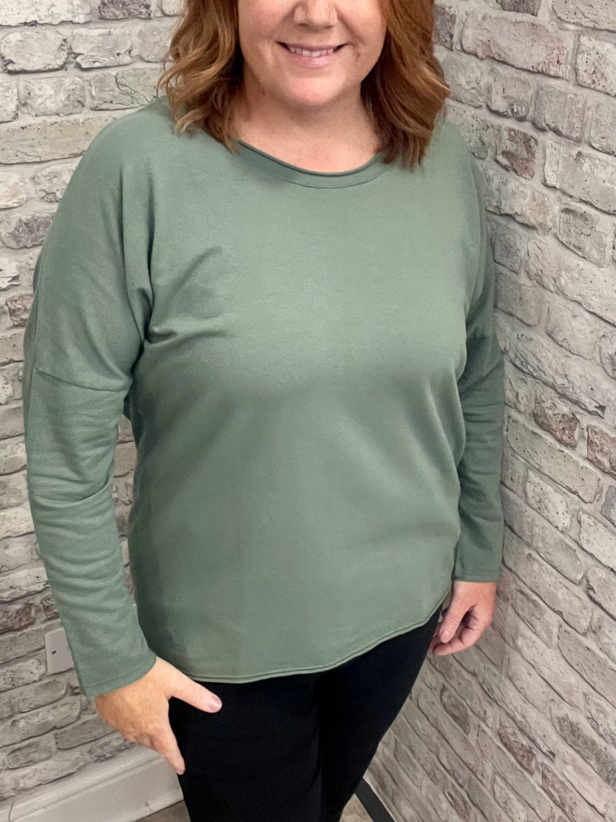 Loopback Crew Neck Sweatshirt with dropped shoulders and relaxed fit.
