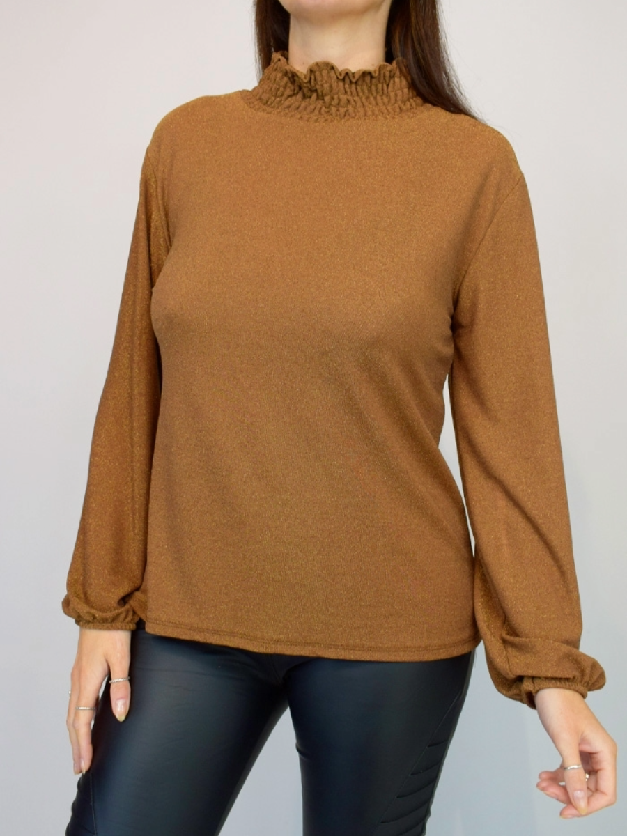 Metallic Frill Neck Top