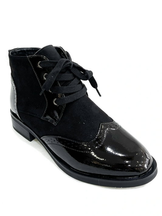 Patent Leather Lace up Boot