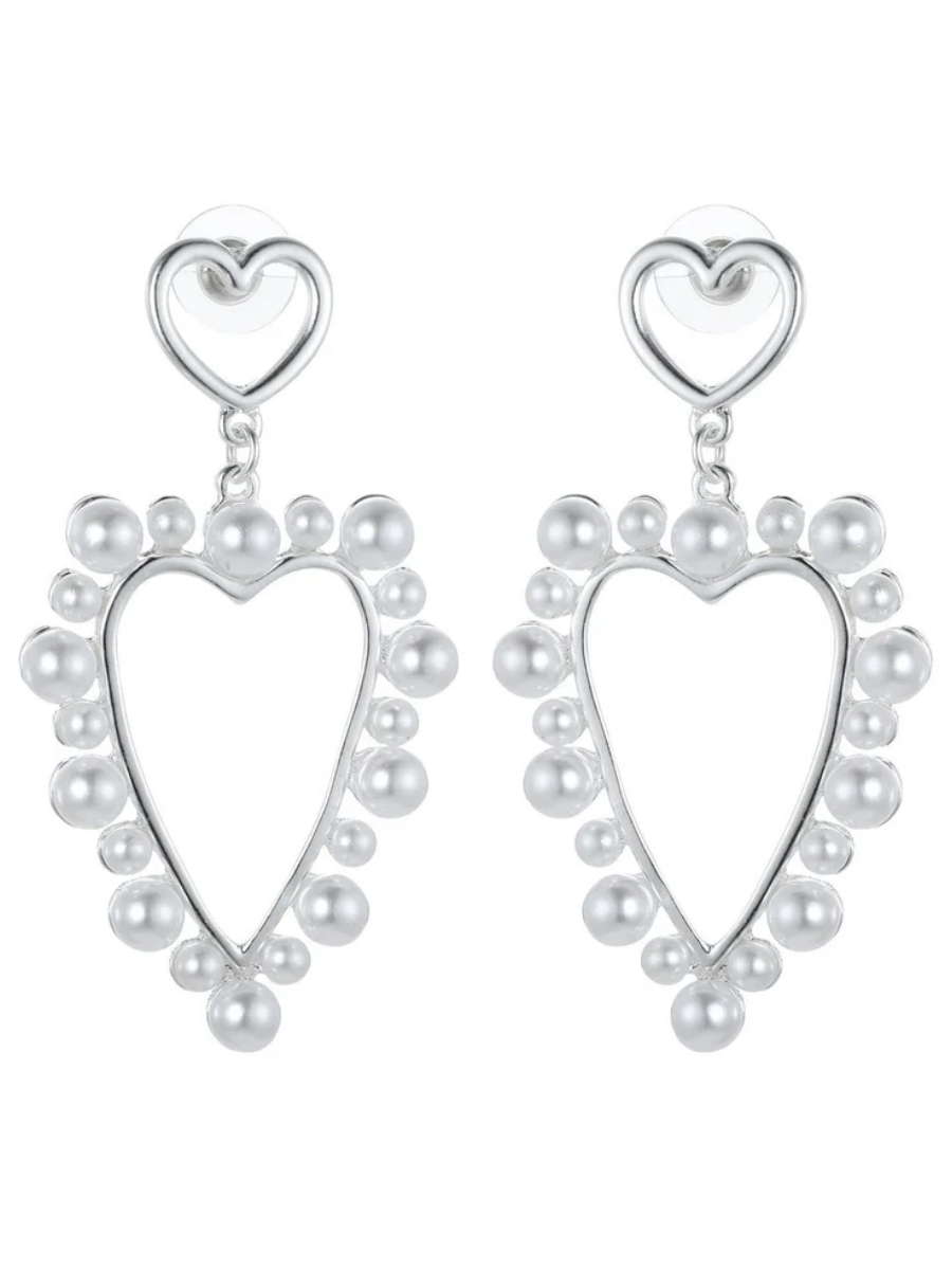 Pearl Beads Heart Earrings