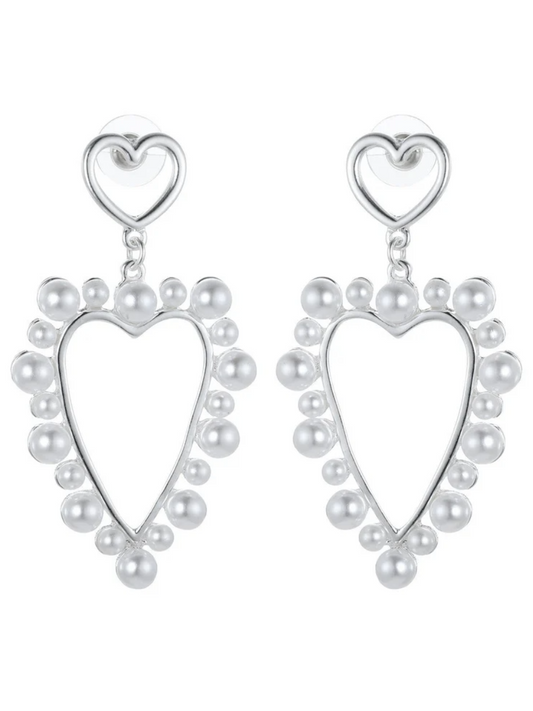 Pearl Beads Heart Earrings