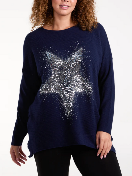 Sequin Ribbed Star Jumper